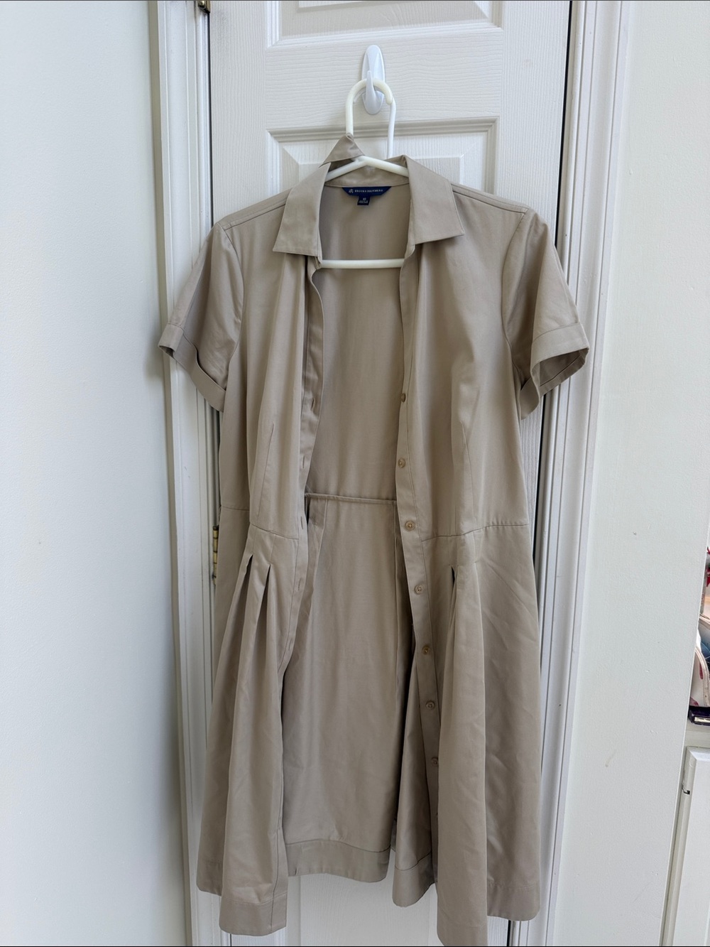 Brooks Brothers Beige Button-Front Short-Sleeve Dress